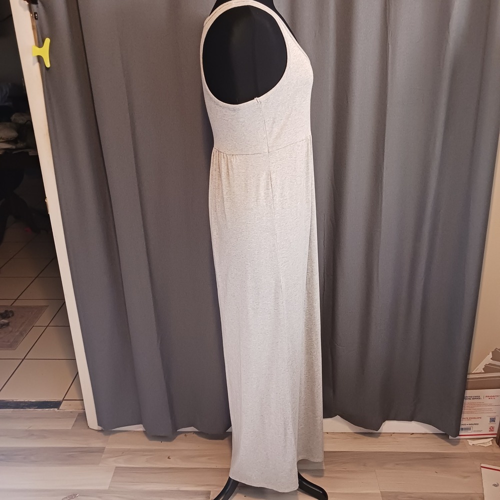 LOFT Beach Heather Grey Racerback Empire Waist Jersey Knit Maxi Dress M - Picture 3 of 7